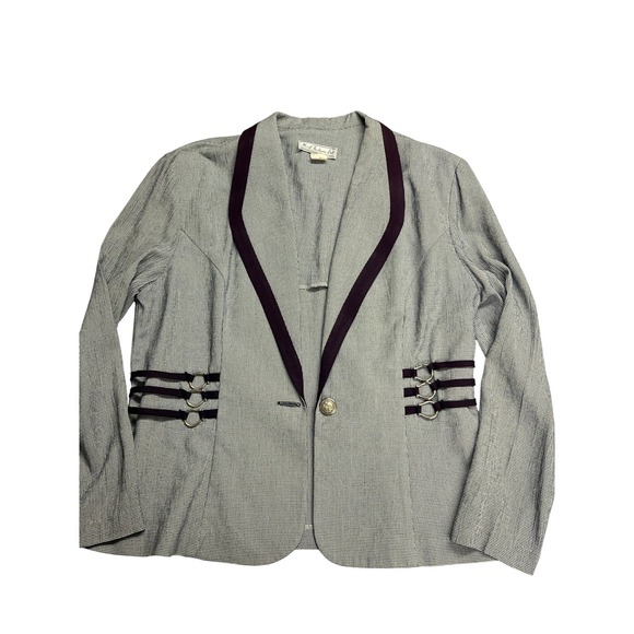 Vintage Womens Blazer Equestrian Harness Ring Detail Houndstooth Academia - Picture 9 of 16